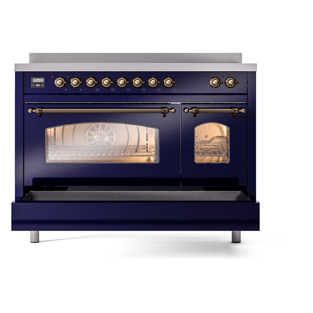 Nostalgie II 48 UPI486NMPMBB Freestanding Electric Range Range with Induction Double Oven with Triple Glass Door with Bronze knobs UPI486NMPMBB