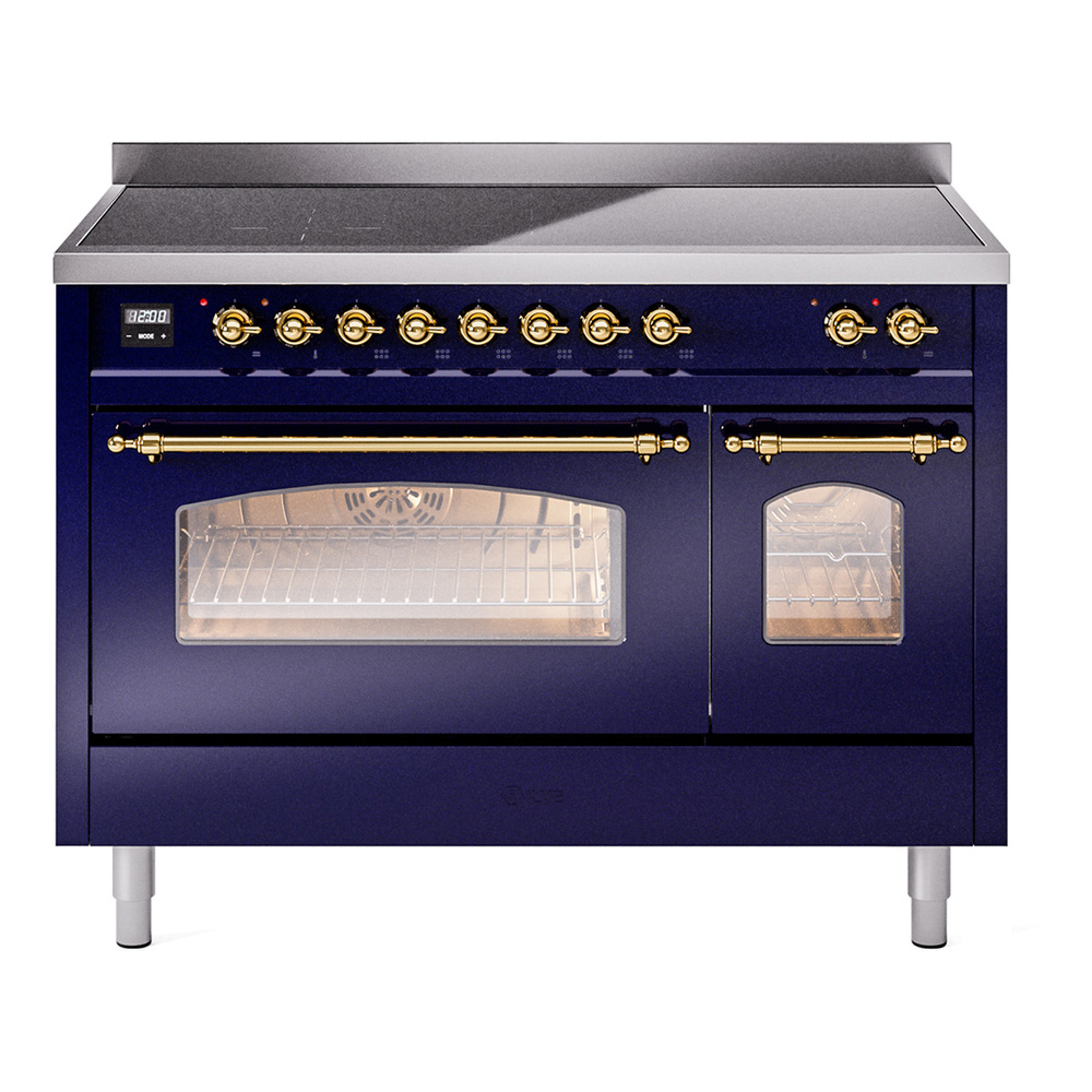 Nostalgie II 48 UPI486NMPMBG Freestanding Electric Range Range with Induction Double Oven with Triple Glass Door with Brass knobs UPI486NMPMBG