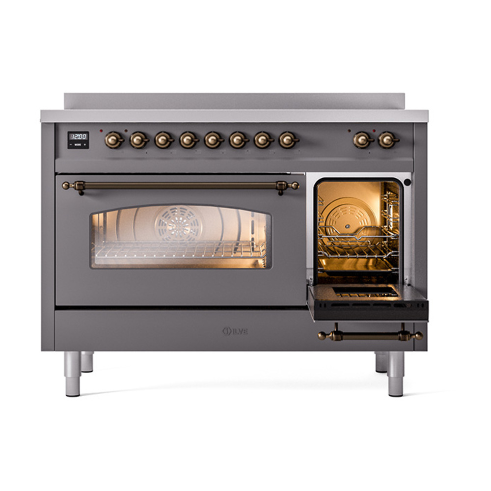 Nostalgie II 48 UPI486NMPMGB Freestanding Electric Range Range with Induction Double Oven with Triple Glass Door with Bronze knobs UPI486NMPMGB