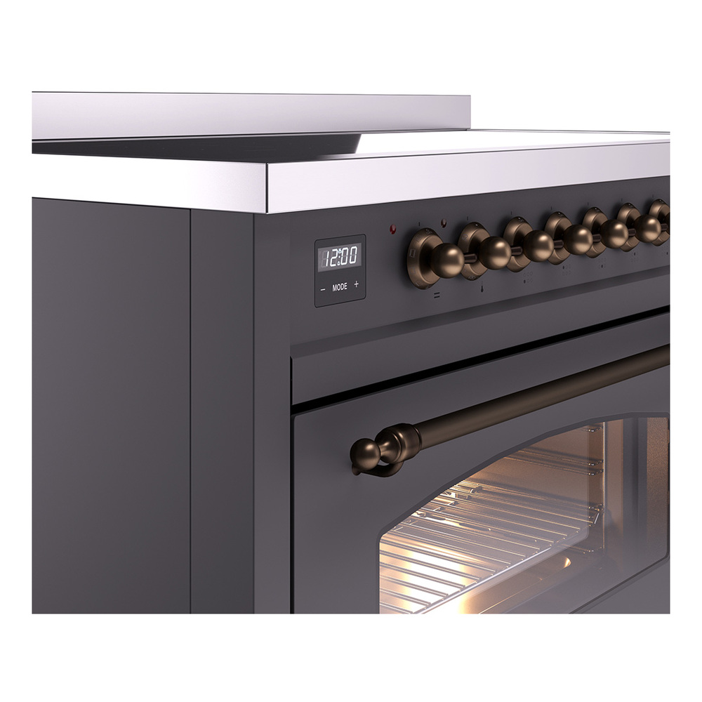 Nostalgie II 48 UPI486NMPMGB Freestanding Electric Range Range with Induction Double Oven with Triple Glass Door with Bronze knobs UPI486NMPMGB
