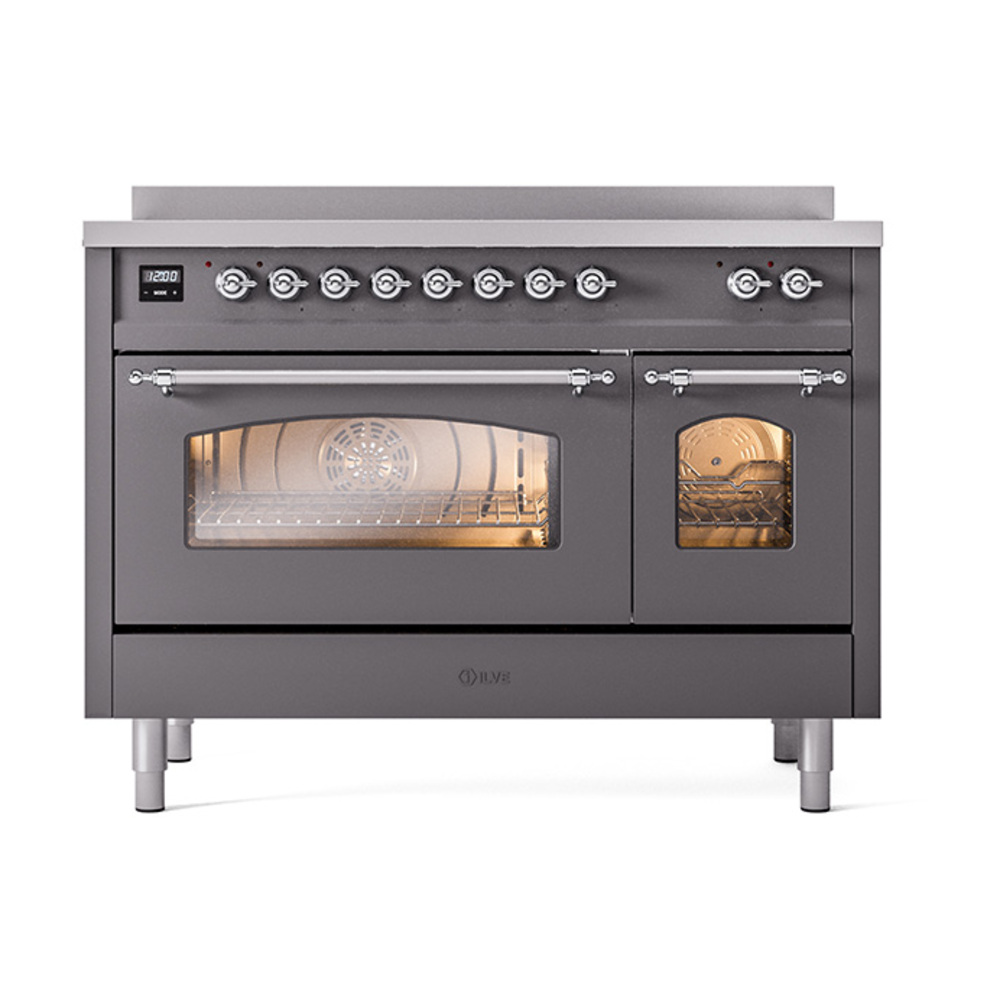 Nostalgie II 48 UPI486NMPMGC Freestanding Electric Range Range with Induction Double Oven with Triple Glass Door with Chrome knobs UPI486NMPMGC