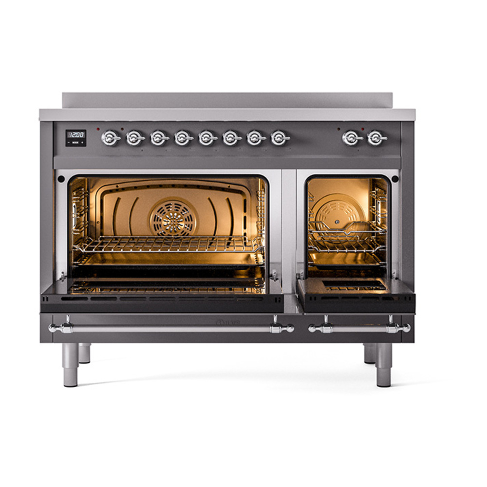 Nostalgie II 48 UPI486NMPMGC Freestanding Electric Range Range with Induction Double Oven with Triple Glass Door with Chrome knobs UPI486NMPMGC