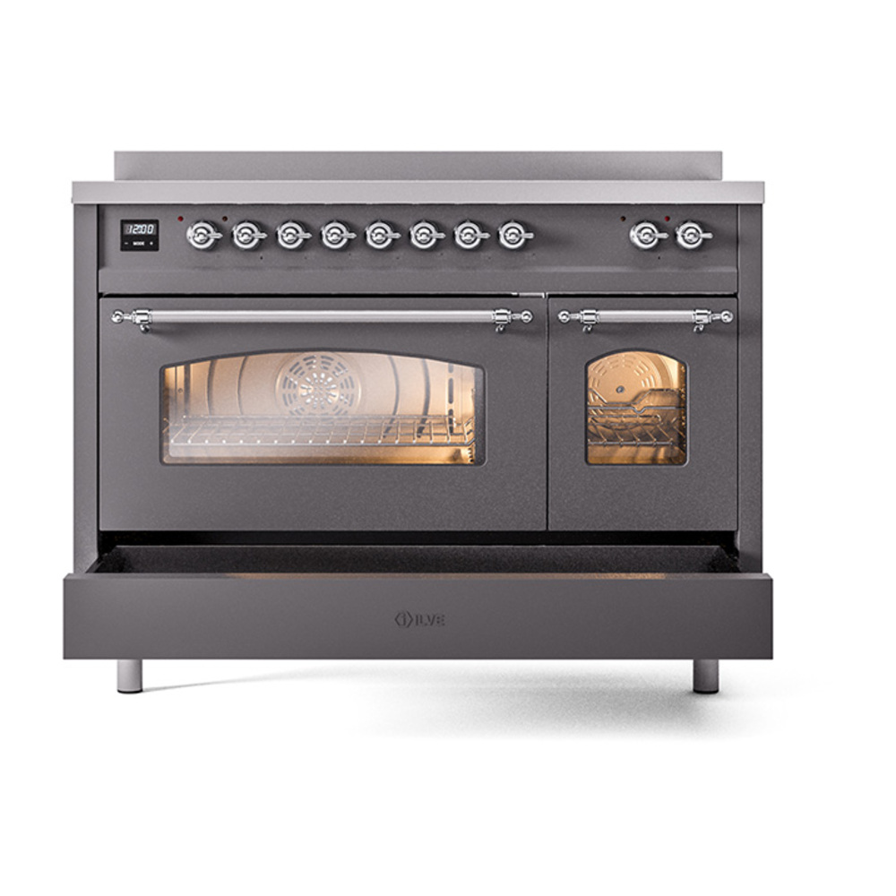 Nostalgie II 48 UPI486NMPMGC Freestanding Electric Range Range with Induction Double Oven with Triple Glass Door with Chrome knobs UPI486NMPMGC