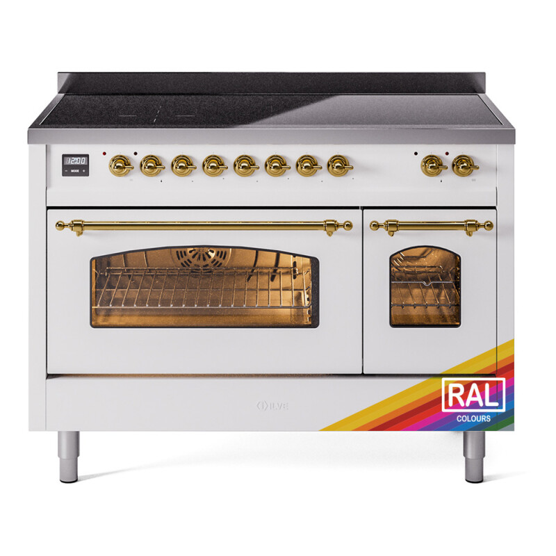 Nostalgie II 48 UPI486NMPRAG Freestanding Electric Range Range with Induction Double Oven with Triple Glass Door with Brass knobs UPI486NMPRAG