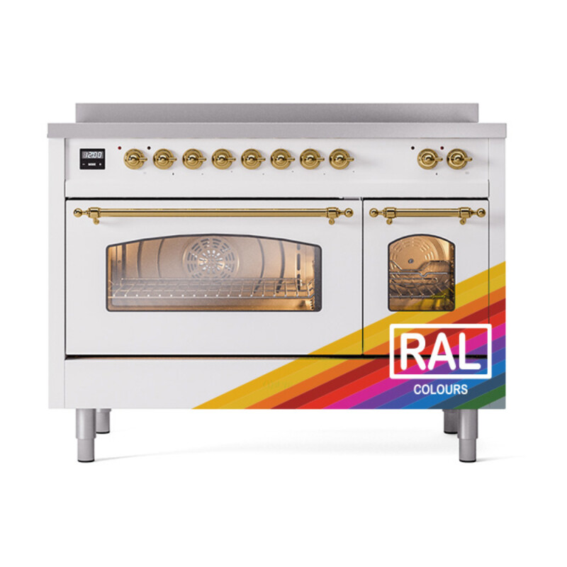 Nostalgie II 48 UPI486NMPRAG Freestanding Electric Range Range with Induction Double Oven with Triple Glass Door with Brass knobs UPI486NMPRAG