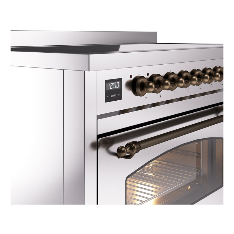 Nostalgie II 48 UPI486NMPSSB Freestanding Electric Range Range with Induction Double Oven with Triple Glass Door with Bronze knobs UPI486NMPSSB