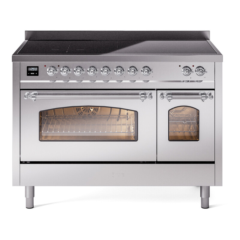 Nostalgie II 48 UPI486NMPSSC Freestanding Electric Range Range with Induction Double Oven with Triple Glass Door with Chrome knobs UPI486NMPSSC