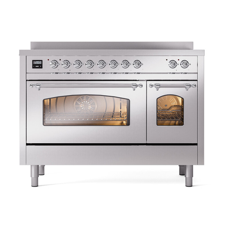 Nostalgie II 48 UPI486NMPSSC Freestanding Electric Range Range with Induction Double Oven with Triple Glass Door with Chrome knobs UPI486NMPSSC