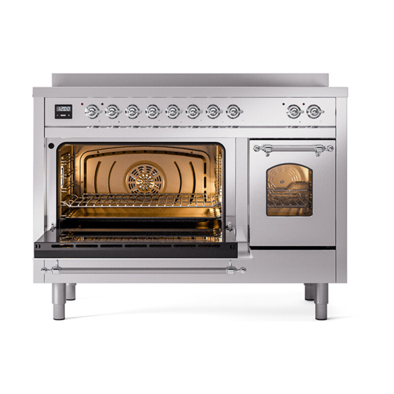 Nostalgie II 48 UPI486NMPSSC Freestanding Electric Range Range with Induction Double Oven with Triple Glass Door with Chrome knobs UPI486NMPSSC