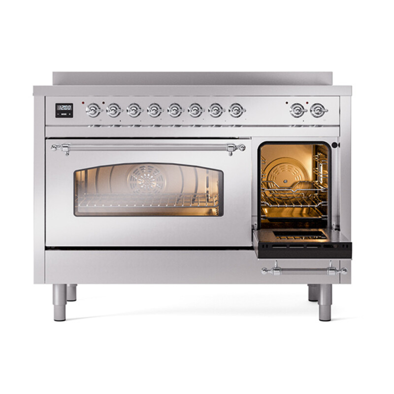 Nostalgie II 48 UPI486NMPSSC Freestanding Electric Range Range with Induction Double Oven with Triple Glass Door with Chrome knobs UPI486NMPSSC