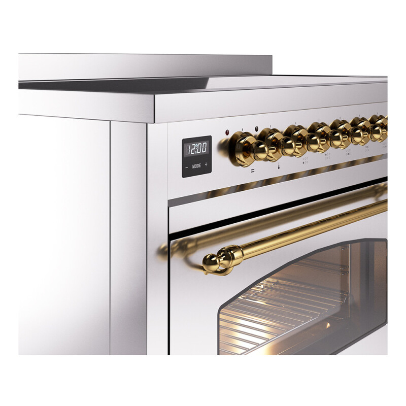 Nostalgie II 48 UPI486NMPSSG Freestanding Electric Range Range with Induction Double Oven with Triple Glass Door with Brass knobs UPI486NMPSSG