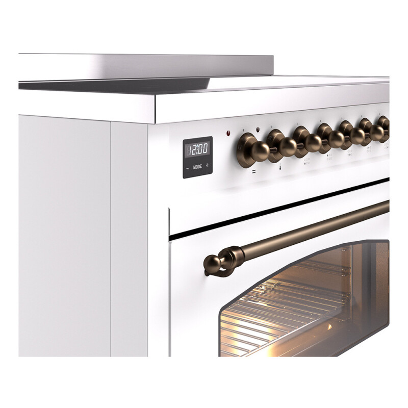 Nostalgie II 48 UPI486NMPWHB Freestanding Electric Range Range with Induction Double Oven with Triple Glass Door with Bronze knobs UPI486NMPWHB