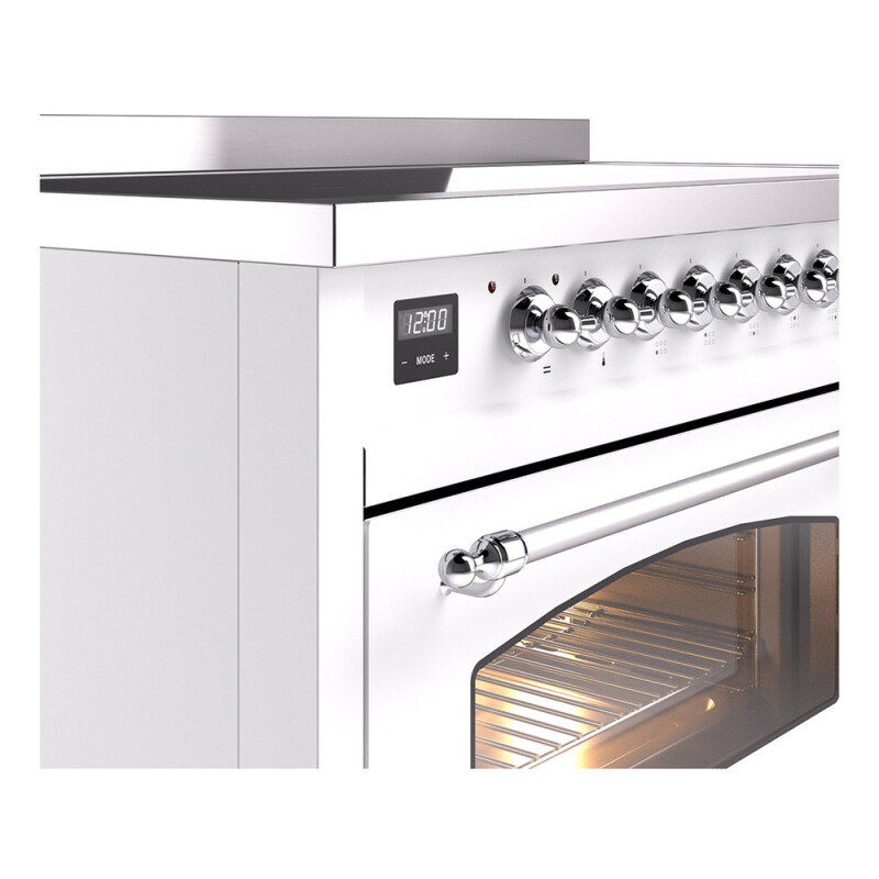 Nostalgie II 48 UPI486NMPWHC Freestanding Electric Range Range with Induction Double Oven with Triple Glass Door with Chrome knobs UPI486NMPWHC