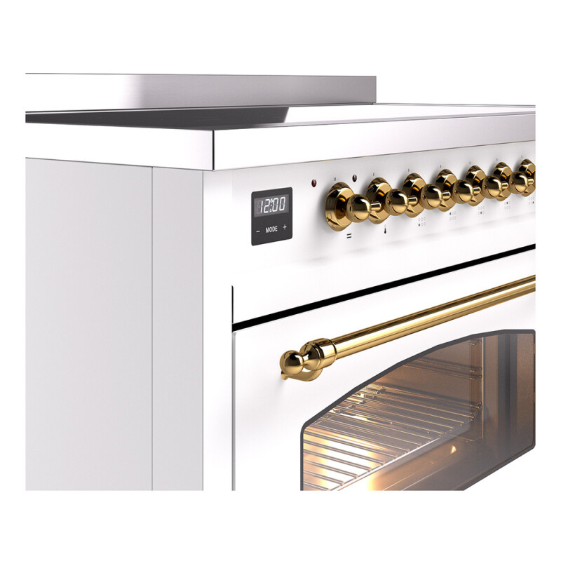 Nostalgie II 48 UPI486NMPWHG Freestanding Electric Range Range with Induction Double Oven with Triple Glass Door with Brass knobs UPI486NMPWHG