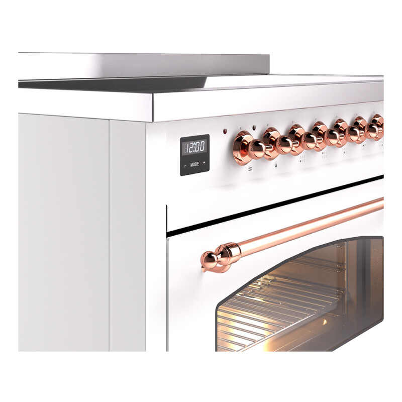 Nostalgie II 48 UPI486NMPWHP Freestanding Electric Range Range with Induction Double Oven with Triple Glass Door with Copper knobs UPI486NMPWHP