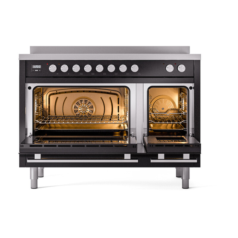 Professional Plus II 48 UPI486QMPBK Freestanding Electric Range Range with Induction Double Oven with Solid Door with Stainless Steel knobs UPI486QMPBK