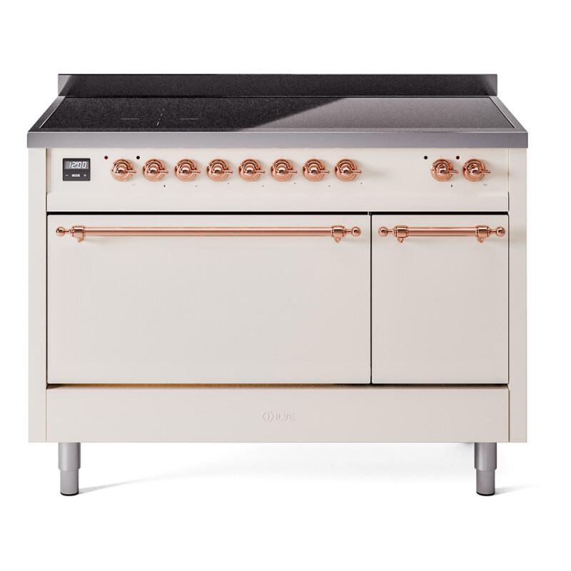 Nostalgie II 48 UPI486QNMPAWP Freestanding Electric Range Range with Induction Double Oven with Solid Door with Copper knobs UPI486QNMPAWP