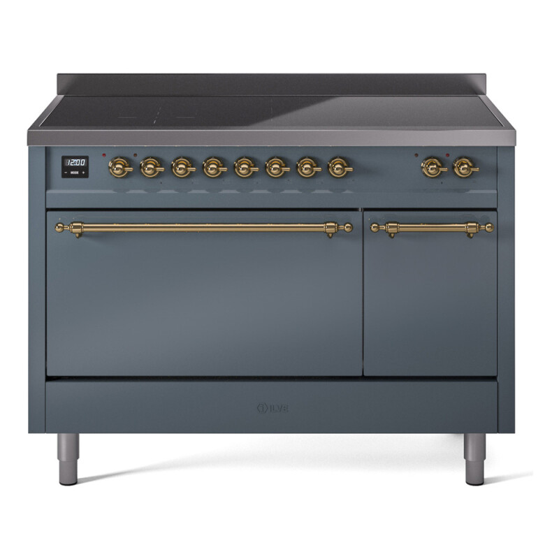 Nostalgie II 48 UPI486QNMPBGG Freestanding Electric Range Range with Induction Double Oven with Solid Door with Brass knobs UPI486QNMPBGG