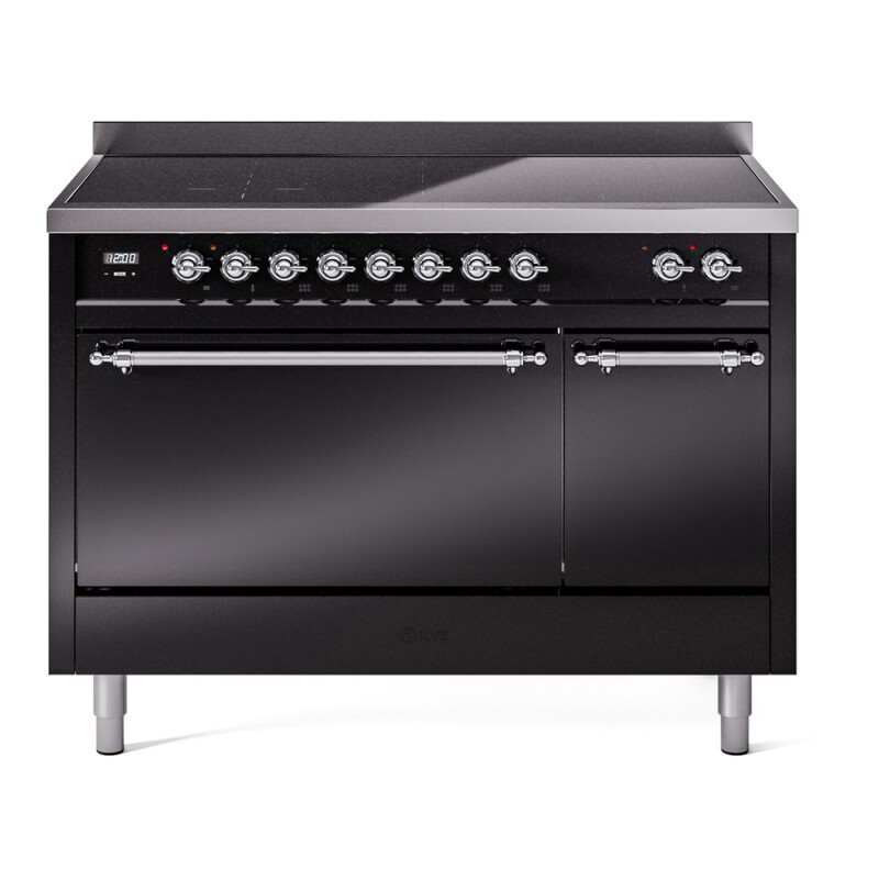 Nostalgie II 48 UPI486QNMPBKC Freestanding Electric Range Range with Induction Double Oven with Solid Door with Chrome knobs UPI486QNMPBKC