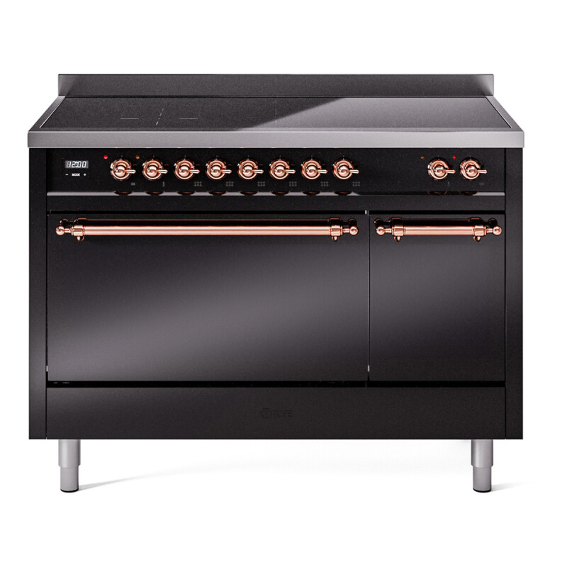 Nostalgie II 48 UPI486QNMPBKP Freestanding Electric Range Range with Induction Double Oven with Solid Door with Copper knobs UPI486QNMPBKP