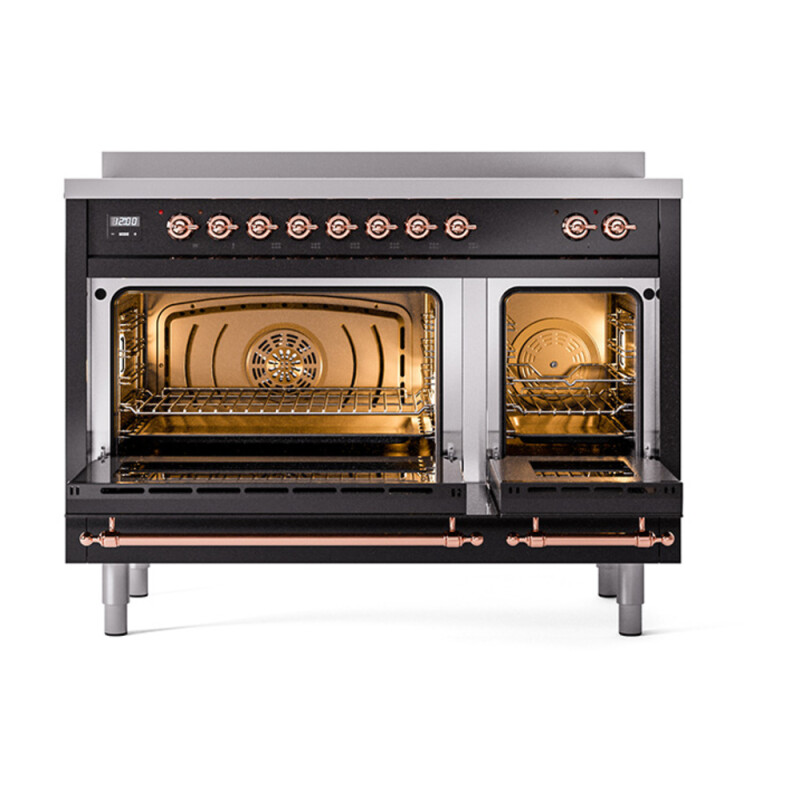 Nostalgie II 48 UPI486QNMPBKP Freestanding Electric Range Range with Induction Double Oven with Solid Door with Copper knobs UPI486QNMPBKP