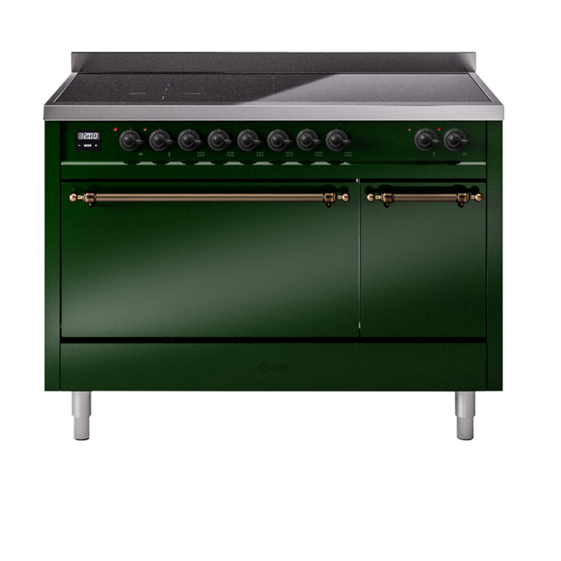 Nostalgie II 48 UPI486QNMPEGB Freestanding Electric Range Range with Induction Double Oven with Solid Door with Bronze knobs UPI486QNMPEGB