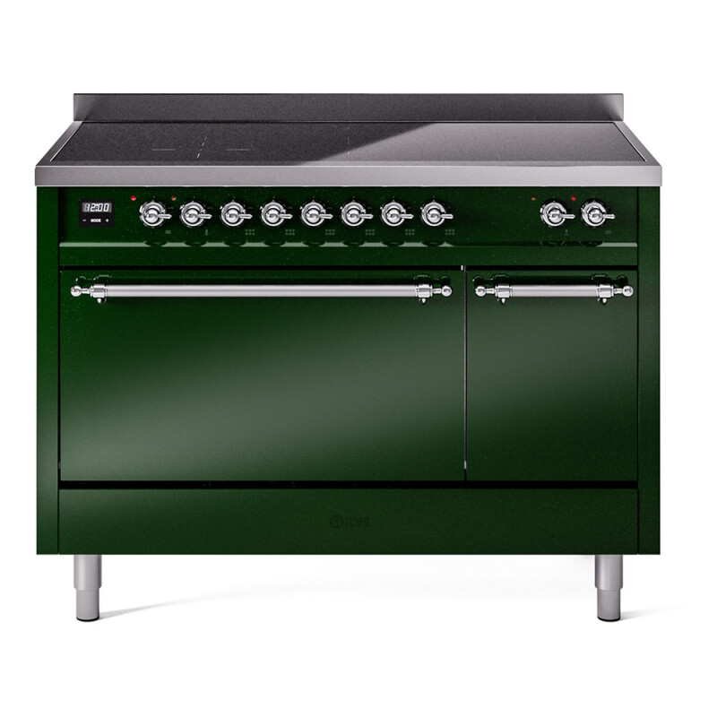 Nostalgie II 48 UPI486QNMPEGC Freestanding Electric Range Range with Induction Double Oven with Solid Door with Chrome knobs UPI486QNMPEGC