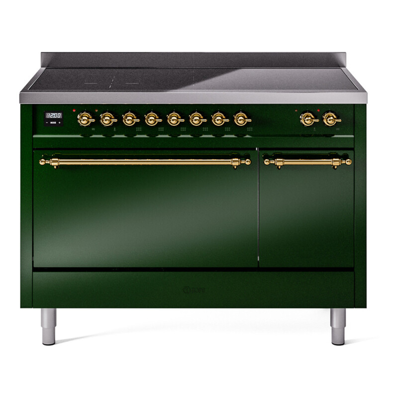 Nostalgie II 48 UPI486QNMPEGG Freestanding Electric Range Range with Induction Double Oven with Solid Door with Brass knobs UPI486QNMPEGG