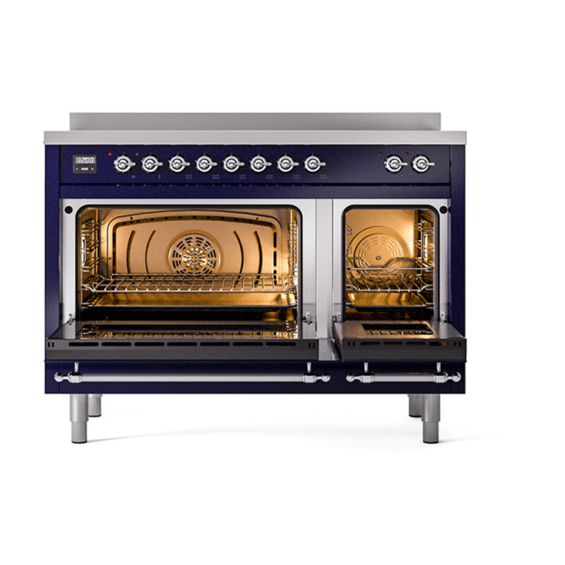 Nostalgie II 48 UPI486QNMPMBC Freestanding Electric Range Range with Induction Double Oven with Solid Door with Chrome knobs UPI486QNMPMBC