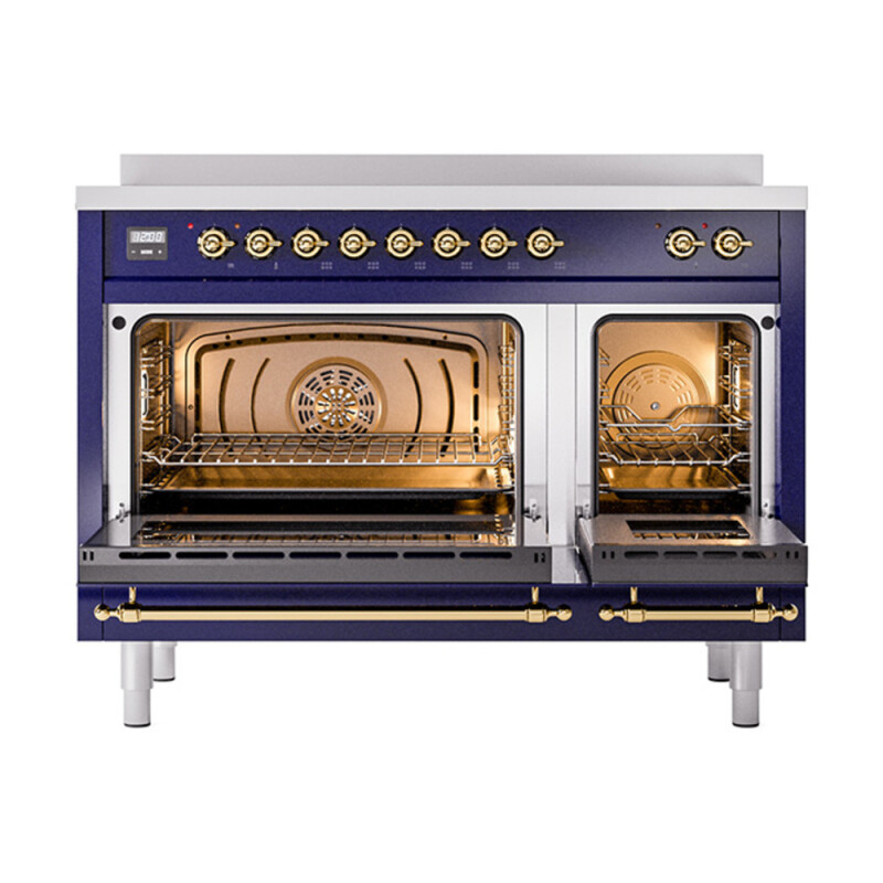 Nostalgie II 48 UPI486QNMPMBG Freestanding Electric Range Range with Induction Double Oven with Solid Door with Brass knobs UPI486QNMPMBG