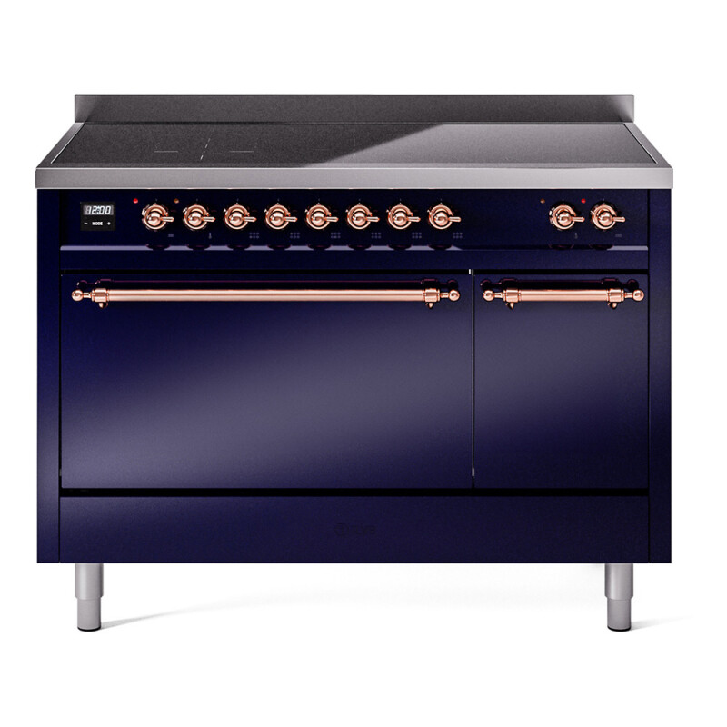 Nostalgie II 48 UPI486QNMPMBP Freestanding Electric Range Range with Induction Double Oven with Solid Door with Copper knobs UPI486QNMPMBP