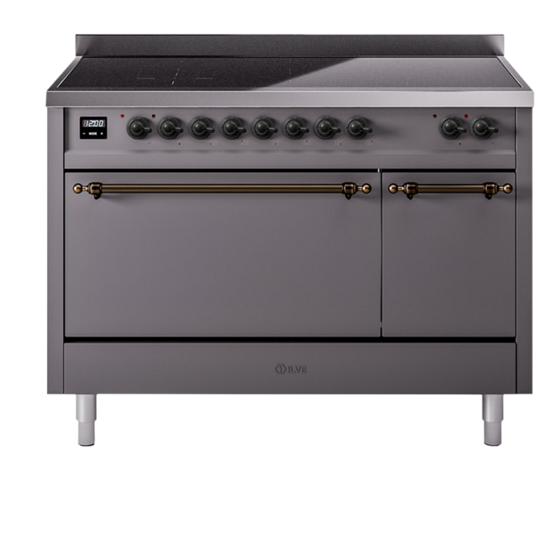 Nostalgie II 48 UPI486QNMPMGB Freestanding Electric Range Range with Induction Double Oven with Solid Door with Bronze knobs UPI486QNMPMGB