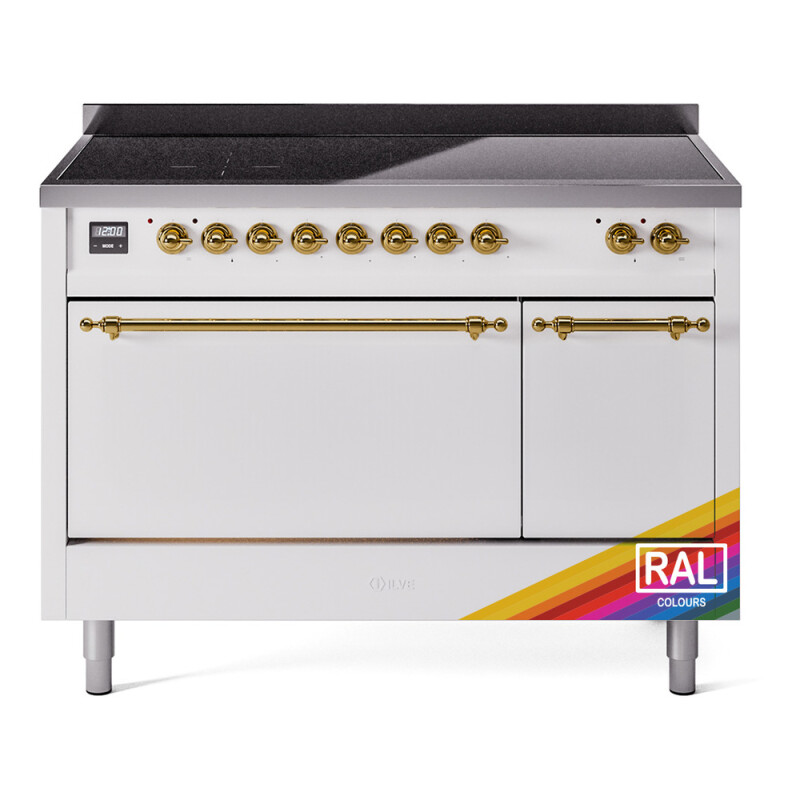 Nostalgie II 48 UPI486QNMPRAG Freestanding Electric Range Range with Induction Double Oven with Solid Door with Brass knobs UPI486QNMPRAG