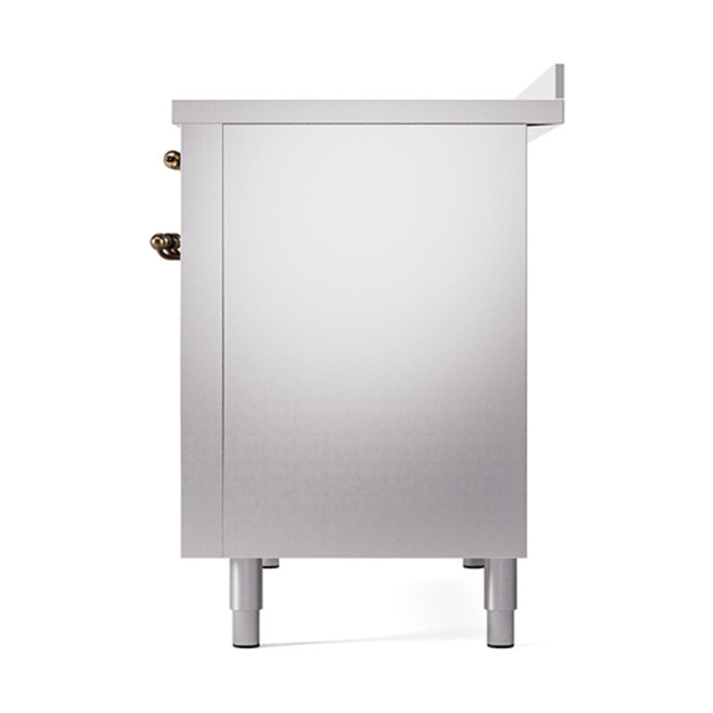 Nostalgie II 48 UPI486QNMPSSB Freestanding Electric Range Range with Induction Double Oven with Solid Door with Bronze knobs UPI486QNMPSSB