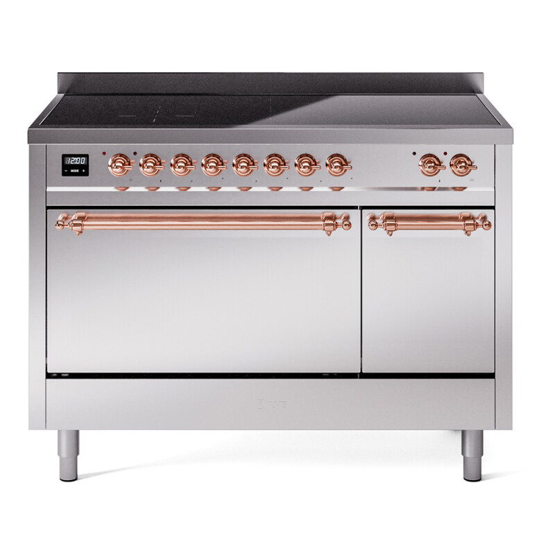 Nostalgie II 48 UPI486QNMPSSP Freestanding Electric Range Range with Induction Double Oven with Solid Door with Copper knobs UPI486QNMPSSP