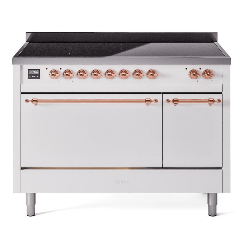 Nostalgie II 48 UPI486QNMPWHP Freestanding Electric Range Range with Induction Double Oven with Solid Door with Copper knobs UPI486QNMPWHP