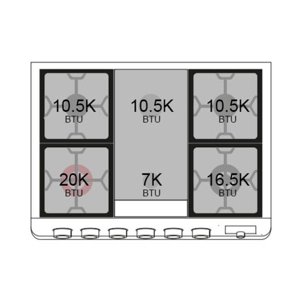 Panoramagic 36 UPM09FDS3SS Freestanding Dual Fuel Range with 6 Sealed Burners with Griddle Single Oven with Triple Glass Door with Satin knobs UPM09FDS3SS