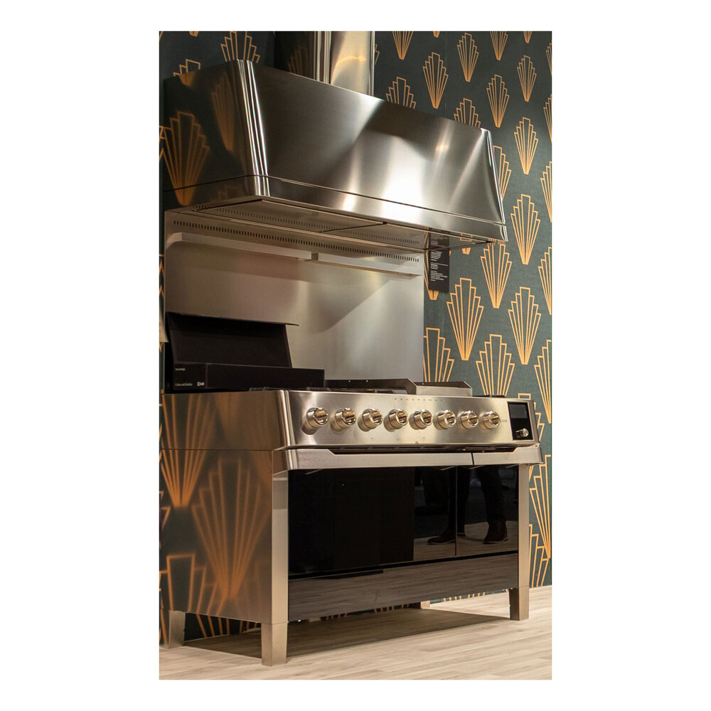 Panoramagic 48 UPM12FDS3SS Freestanding Dual Fuel Range with 8 Sealed Burners with Griddle Double Oven with Triple Glass Door with Satin knobs UPM12FDS3SSLP