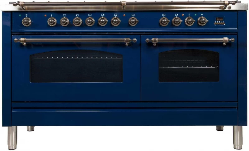 Nostalgie Series 60 inch Freestanding Dual Fuel Range with Natural Gas, 8 Sealed Brass Burners, Double Ovens, 5.99 cu. ft. Total Oven Capacity, Griddle, Convection Oven, Continuous Grates, Vi