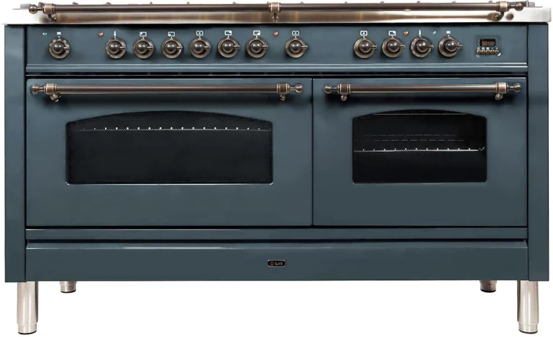 Nostalgie Series 60 inch Freestanding Dual Fuel Range with Natural Gas, 8 Sealed Brass Burners, Double Ovens, 5.99 cu. ft. Total Oven Capacity, Griddle, Convection Oven, Continuous Grates, Vi
