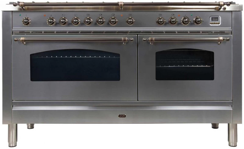 Nostalgie Series 60 inch Freestanding Dual Fuel Range with Natural Gas, 8 Sealed Brass Burners, Double Ovens, 5.99 cu. ft. Total Oven Capacity, Griddle, Convection Oven, Continuous Grates, Vi