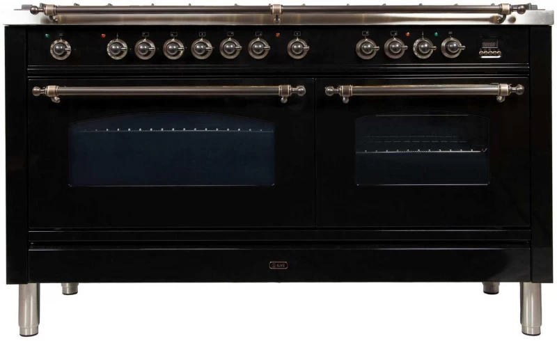 Nostalgie Series 60 inch Freestanding Dual Fuel Range with Natural Gas, 8 Sealed Brass Burners, Double Ovens, 5.99 cu. ft. Total Oven Capacity, Griddle, Convection Oven, Continuous Grates, Vi