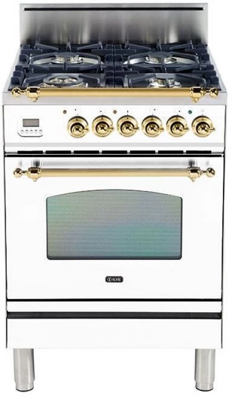 Nostalgie Series 24 inch Freestanding All Gas Range with Natural Gas, 4 Sealed Brass Burners, 2.44 cu. ft. Total Oven Capacity, Convection Oven, Viewing Window, Continuous Grates, Storage Dra