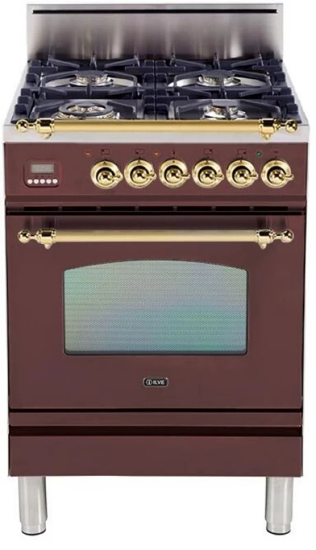 Nostalgie Series 24 inch Freestanding All Gas Range with Natural Gas, 4 Sealed Brass Burners, 2.44 cu. ft. Total Oven Capacity, Convection Oven, Viewing Window, Continuous Grates, Storage Dra