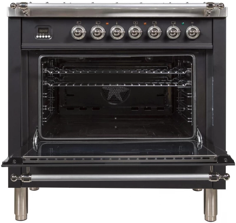 Nostalgie Series 36 inch Freestanding All Gas Range with Natural Gas, 5 Sealed Burners, Griddle, 3.55 cu. ft. Total Oven Capacity, Convection Oven, Storage Drawer, with Chrome Trim UPN90FDVGGMX