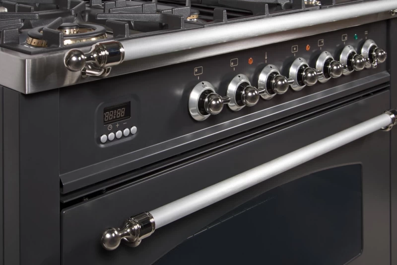 Nostalgie Series 36 inch Freestanding All Gas Range with Natural Gas, 5 Sealed Burners, Griddle, 3.55 cu. ft. Total Oven Capacity, Convection Oven, Storage Drawer, with Chrome Trim UPN90FDVGGMX