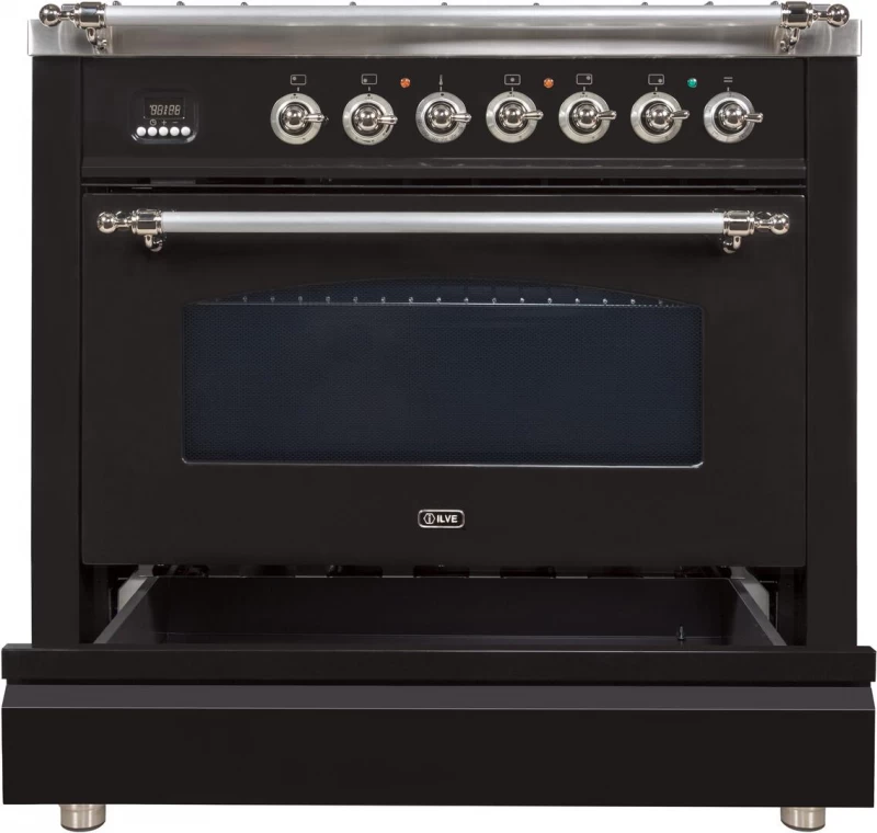 Nostalgie Series 36 inch Freestanding All Gas Range with Natural Gas, 5 Sealed Burners, Griddle, 3.55 cu. ft. Total Oven Capacity, Convection Oven, Storage Drawer, with Chrome Trim UPN90FDVGGNX