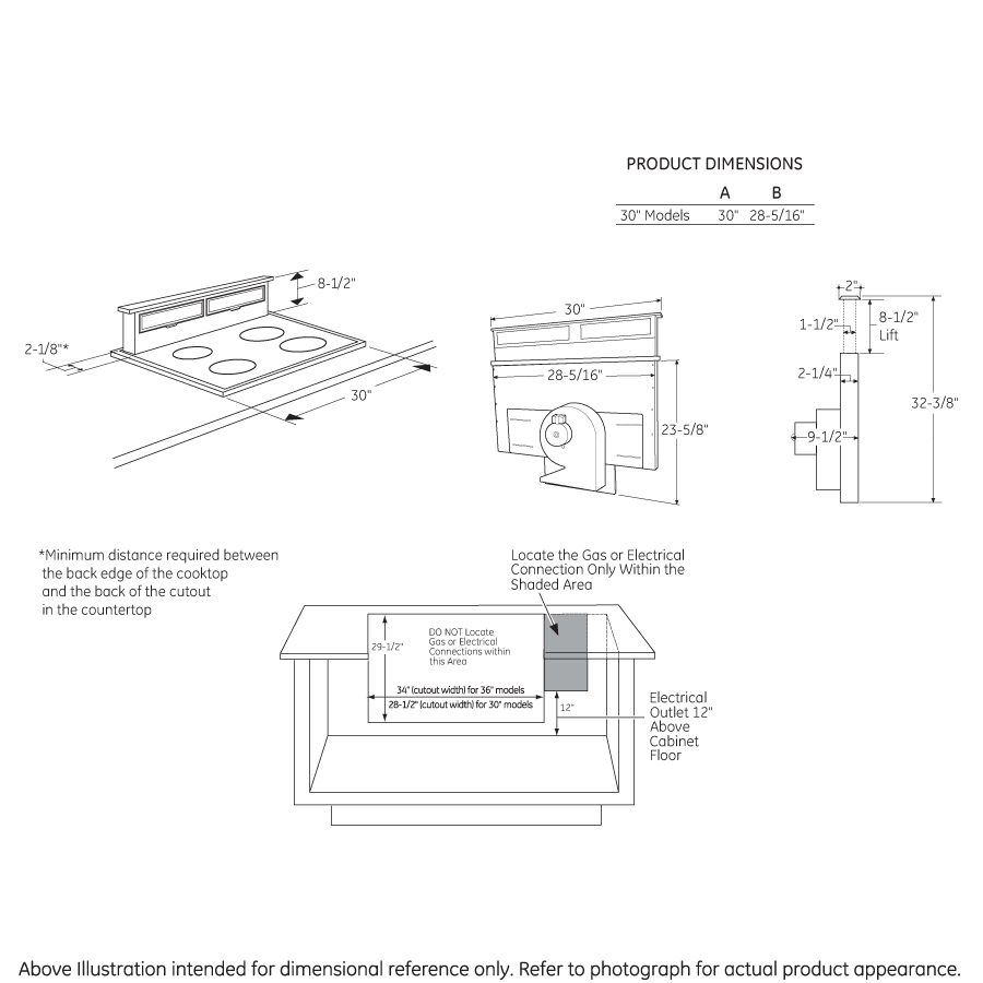Universal 30" Telescopic Downdraft System UVB30DKBB