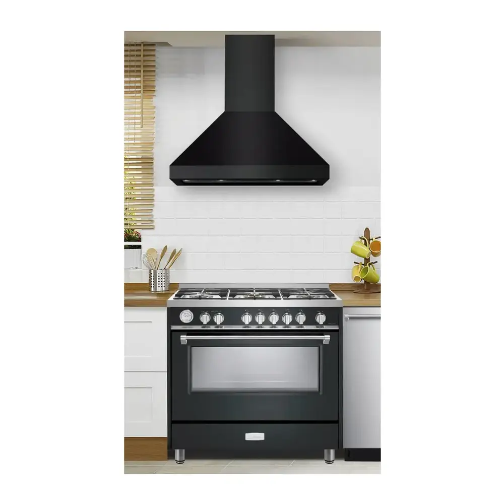 36 inch Designer Chimney Wall Hood with 600 CFM, Stainless Steel Baffle Filters, LED Lighting VECHW36GE