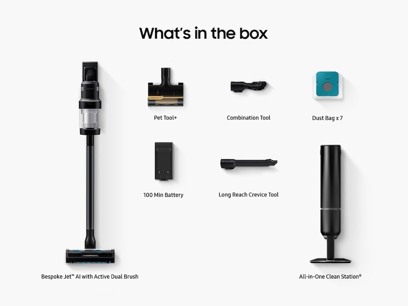 Bespoke Jet AI Cordless Stick Vacuum with All-in-One Clean Station in Satin Black VS28C9762UK